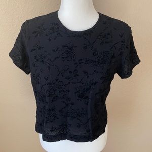 Jones New York Vintage Style Black Crop Top